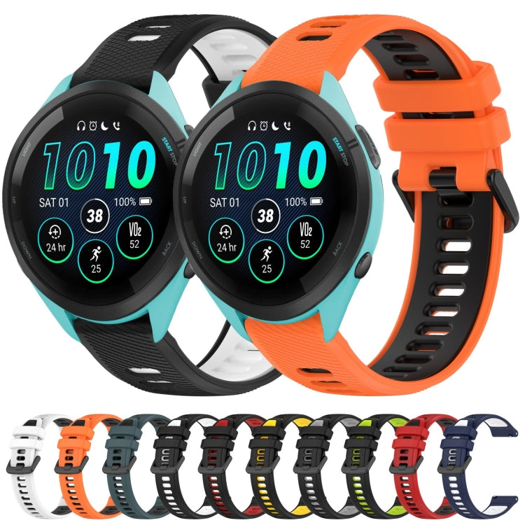 For Garmin Vivoactive 4 22mm Sports Two-Color Silicone Watch Band(Midnight Blue+White) - Smart Wear by PMC TechLife | Online Shopping South Africa | PMC TechLife
