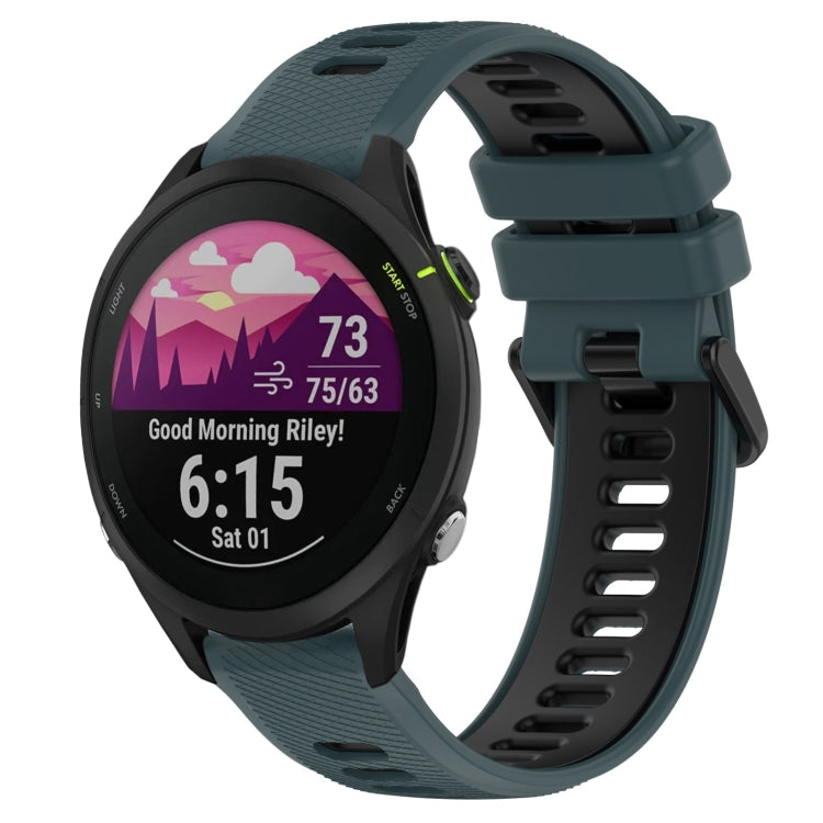 For Garmin Forerunner 255 22mm Sports Two-Color Silicone Watch Band(Olive Green+Black) - Smart Wear by PMC TechLife | Online Shopping South Africa | PMC TechLife