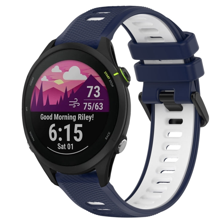 For Garmin Forerunner 255 22mm Sports Two-Color Silicone Watch Band(Midnight Blue+White) - Smart Wear by PMC TechLife | Online Shopping South Africa | PMC TechLife