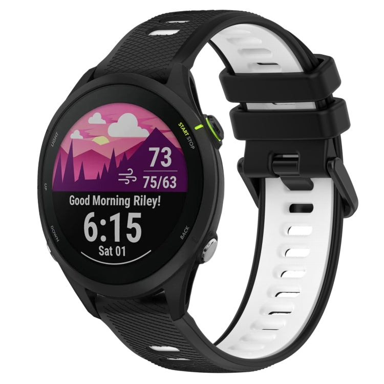 For Garmin Forerunner 255 Music 22mm Sports Two-Color Silicone Watch Band(Black+White) - Watch Bands by PMC TechLife | Online Shopping South Africa | PMC TechLife