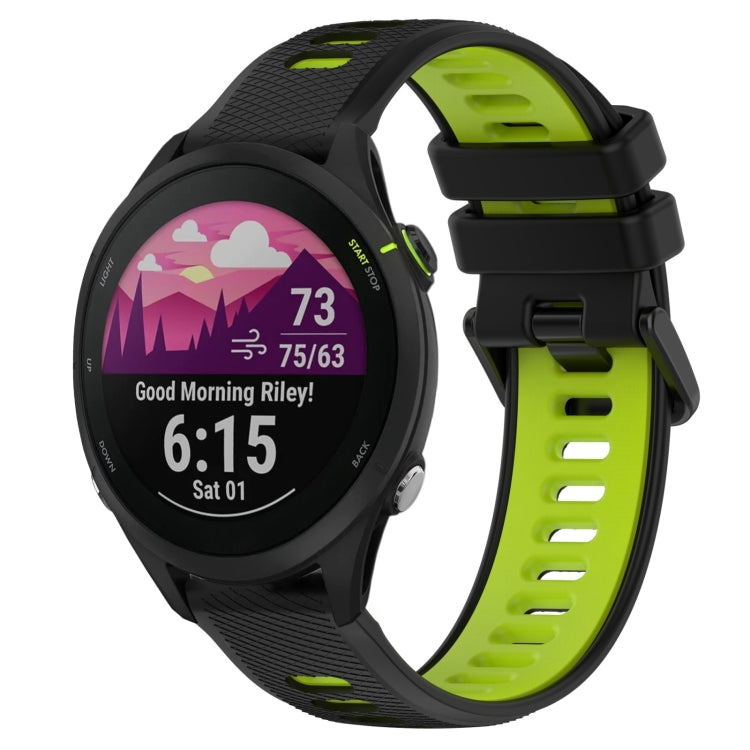 For Garmin Forerunner 255 Music 22mm Sports Two-Color Silicone Watch Band(Black+Green) - Smart Wear by PMC TechLife | Online Shopping South Africa | PMC TechLife