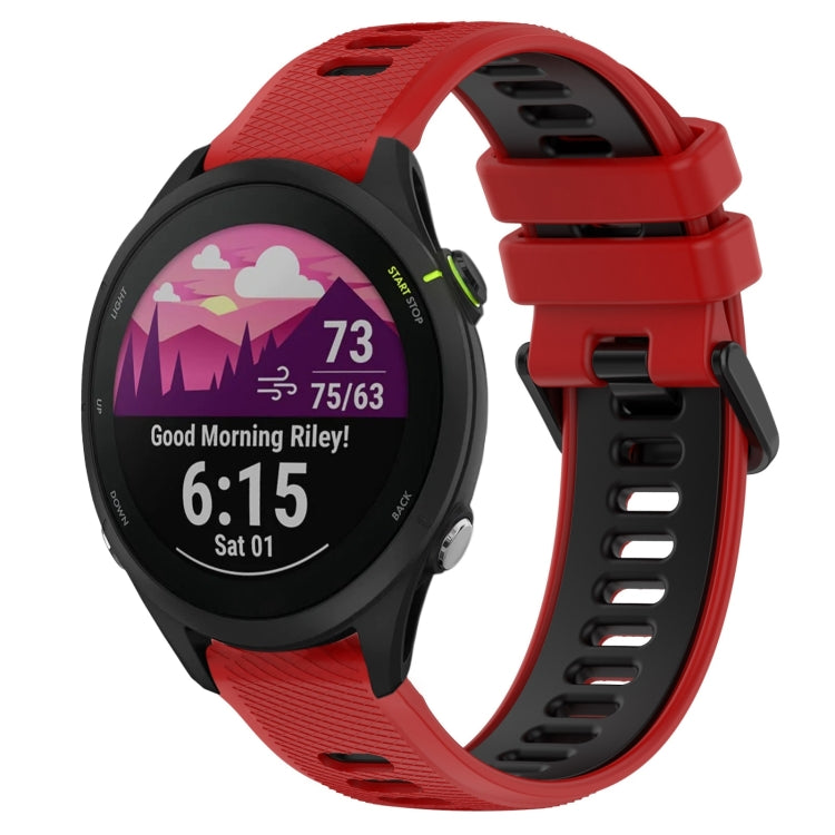 For Garmin Forerunner 255 Music 22mm Sports Two-Color Silicone Watch Band(Red+Black) - Smart Wear by PMC TechLife | Online Shopping South Africa | PMC TechLife