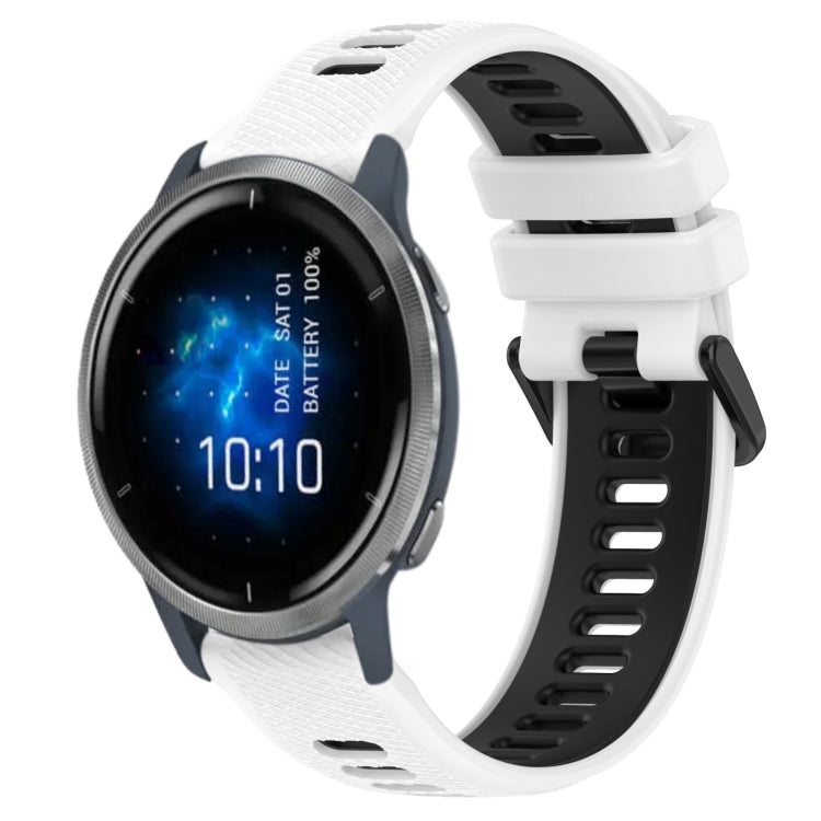 For Garmin Venu 2 22mm Sports Two-Color Silicone Watch Band(White+Black) - Smart Wear by PMC TechLife | Online Shopping South Africa | PMC TechLife