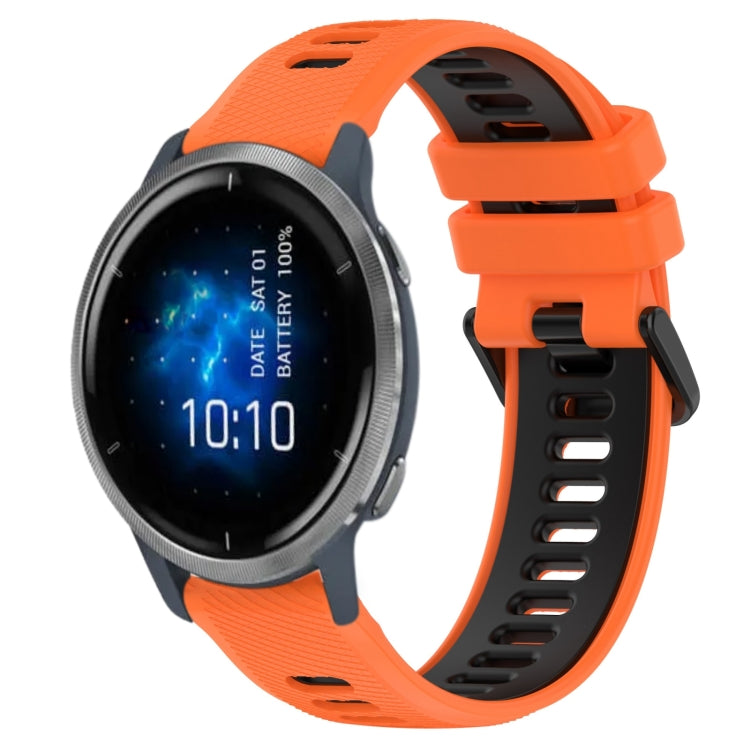 For Garmin Venu 2 22mm Sports Two-Color Silicone Watch Band(Orange+Black) - Smart Wear by PMC TechLife | Online Shopping South Africa | PMC TechLife