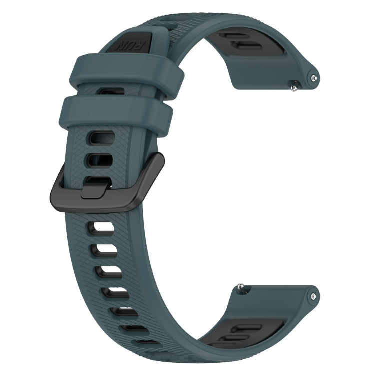 For Garmin Venu 2 22mm Sports Two-Color Silicone Watch Band(Olive Green+Black) - Smart Wear by PMC TechLife | Online Shopping South Africa | PMC TechLife