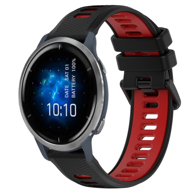 For Garmin Venu 2 22mm Sports Two-Color Silicone Watch Band(Black+Red) - Smart Wear by PMC TechLife | Online Shopping South Africa | PMC TechLife