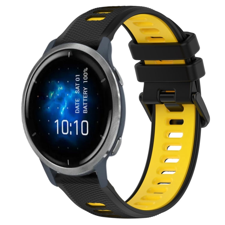 For Garmin Venu 2 22mm Sports Two-Color Silicone Watch Band(Black+Yellow) - Smart Wear by PMC TechLife | Online Shopping South Africa | PMC TechLife