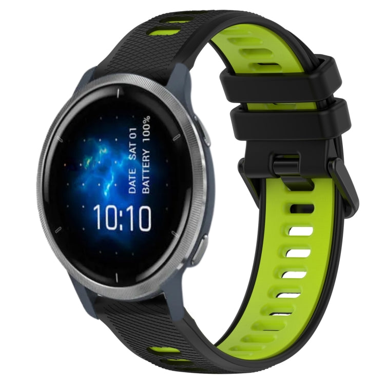 For Garmin Venu 2 22mm Sports Two-Color Silicone Watch Band(Black+Green) - Smart Wear by PMC TechLife | Online Shopping South Africa | PMC TechLife