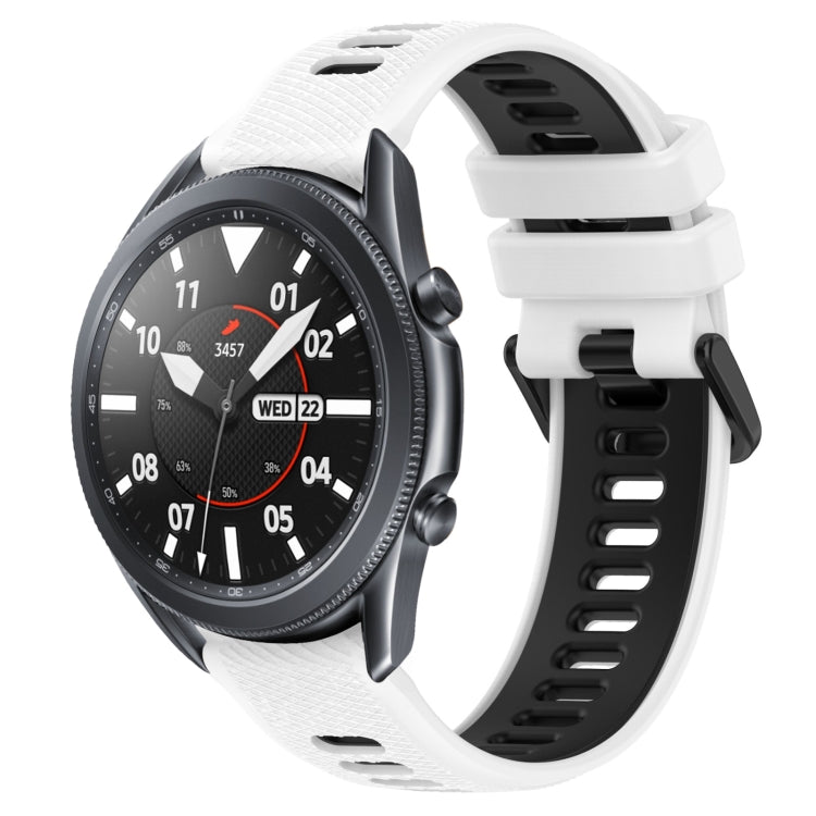 For Samsung Galaxy Watch3 45mm 22mm Sports Two-Color Silicone Watch Band(White+Black) - Smart Wear by PMC TechLife | Online Shopping South Africa | PMC TechLife