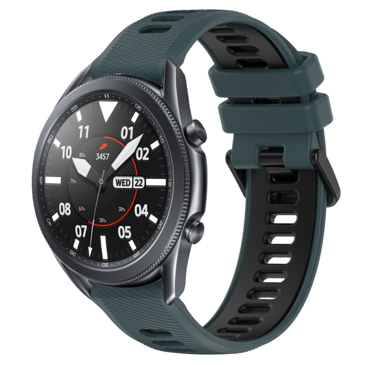 For Samsung Galaxy Watch3 45mm 22mm Sports Two-Color Silicone Watch Band(Olive Green+Black) - Smart Wear by PMC TechLife | Online Shopping South Africa | PMC TechLife