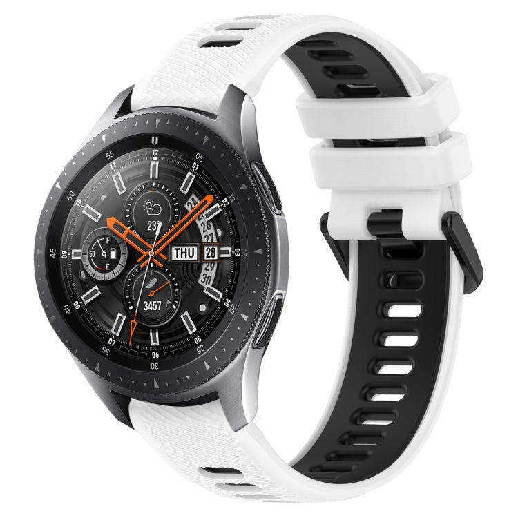 For Samsung Galaxy Watch 46mm 22mm Sports Two-Color Silicone Watch Band(White+Black) - Smart Wear by PMC TechLife | Online Shopping South Africa | PMC TechLife