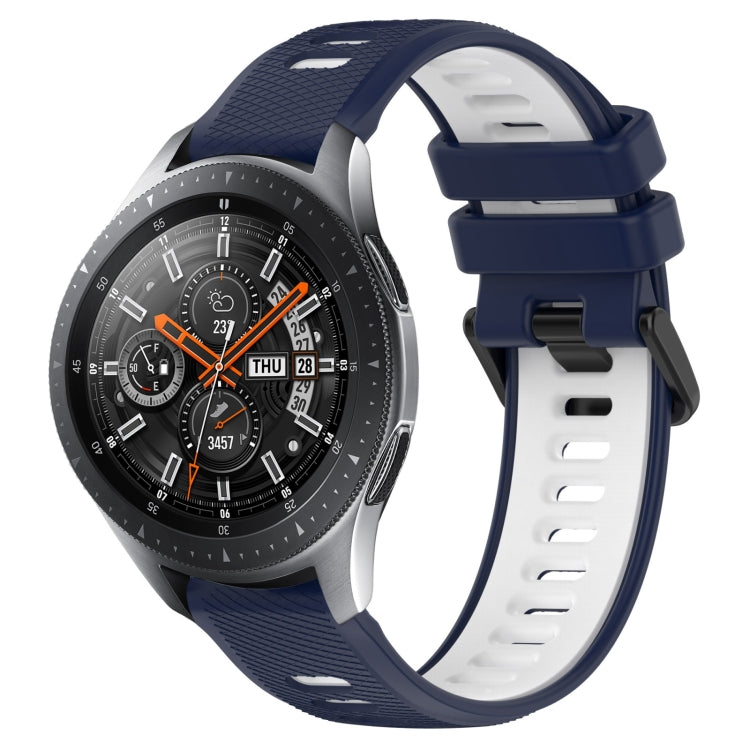 For Samsung Galaxy Watch 46mm 22mm Sports Two-Color Silicone Watch Band(Midnight Blue+White) - Smart Wear by PMC TechLife | Online Shopping South Africa | PMC TechLife
