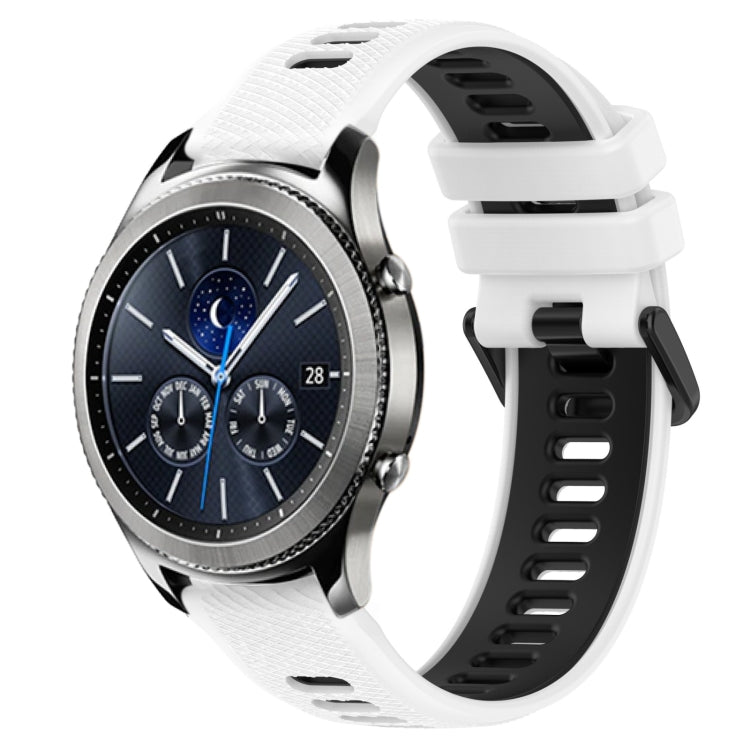 For Samsung Gear S3 Classic 22mm Sports Two-Color Silicone Watch Band(White+Black) - Smart Wear by PMC TechLife | Online Shopping South Africa | PMC TechLife