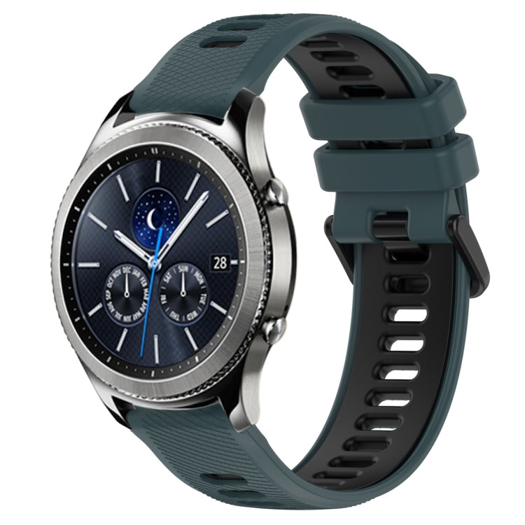 For Samsung Gear S3 Classic 22mm Sports Two-Color Silicone Watch Band(Olive Green+Black) - Smart Wear by PMC TechLife | Online Shopping South Africa | PMC TechLife