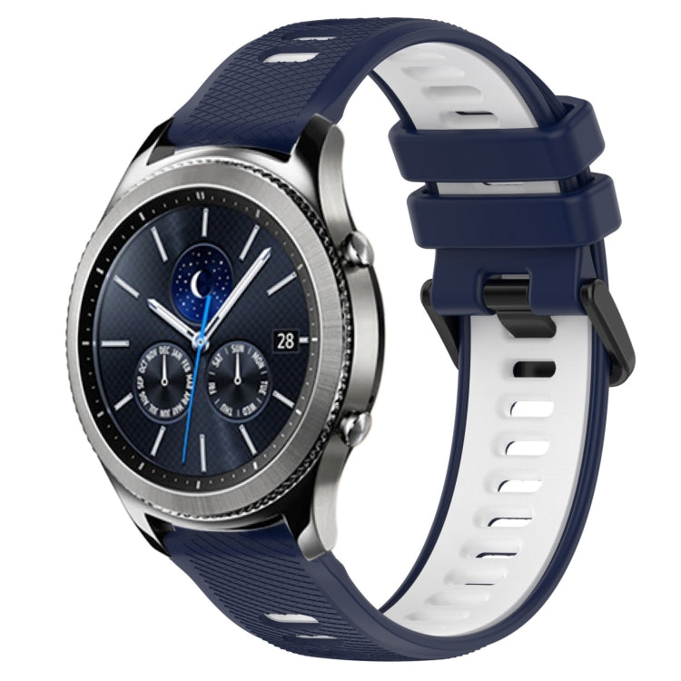 For Samsung Gear S3 Classic 22mm Sports Two-Color Silicone Watch Band(Midnight Blue+White) - Smart Wear by PMC TechLife | Online Shopping South Africa | PMC TechLife