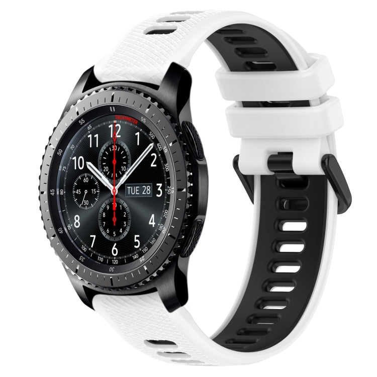 For Samsung Gear S3 Frontier 22mm Sports Two-Color Silicone Watch Band(White+Black) - Smart Wear by PMC TechLife | Online Shopping South Africa | PMC TechLife
