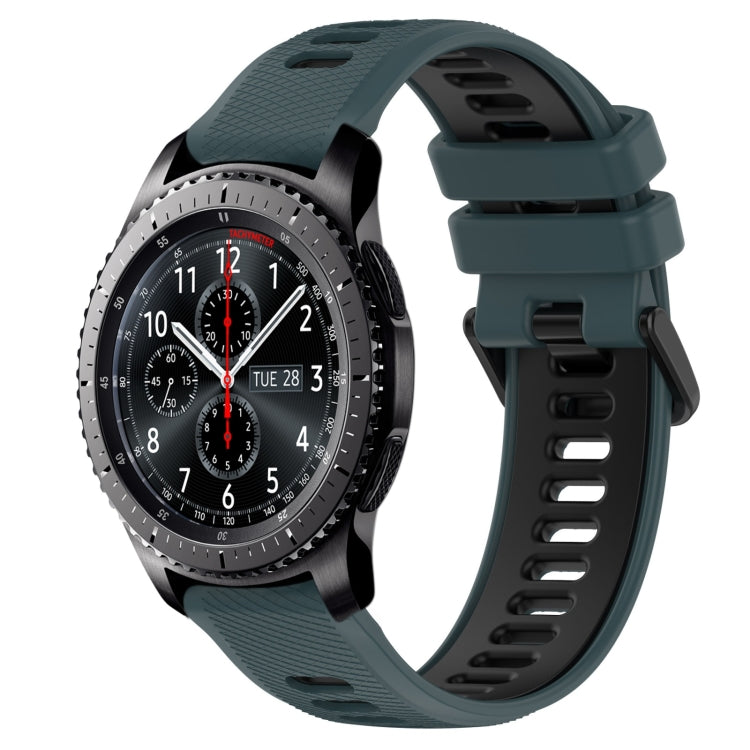 For Samsung Gear S3 Frontier 22mm Sports Two-Color Silicone Watch Band(Olive Green+Black) - Smart Wear by PMC TechLife | Online Shopping South Africa | PMC TechLife