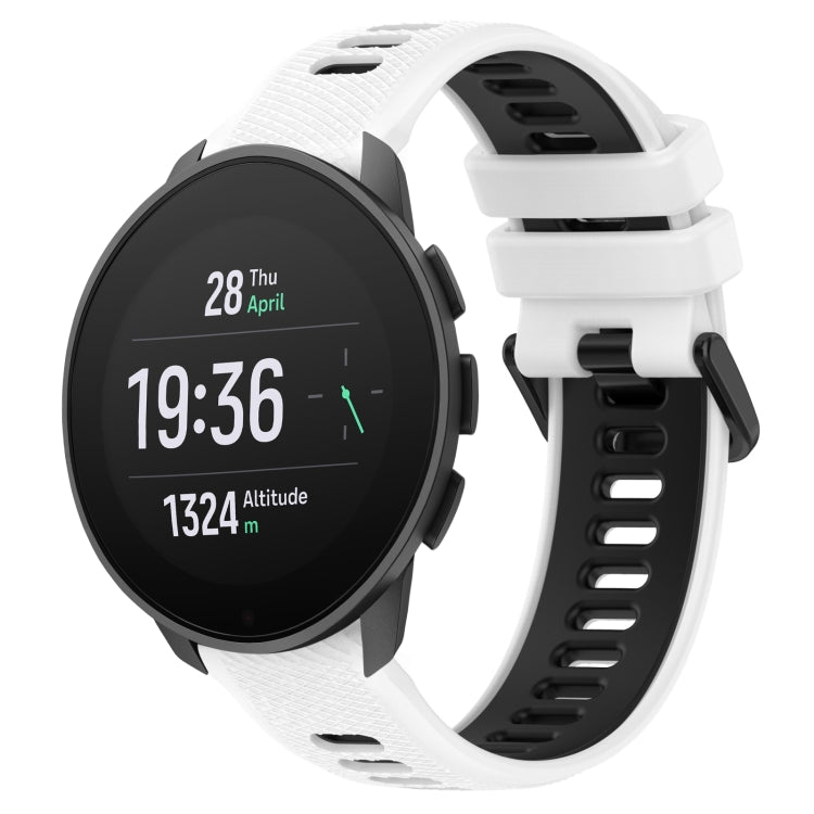 For SUUNTO 9 Peak Pro 22mm Sports Two-Color Silicone Watch Band(White+Black) - Smart Wear by PMC TechLife | Online Shopping South Africa | PMC TechLife
