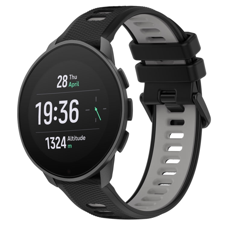 For SUUNTO 9 Peak Pro 22mm Sports Two-Color Silicone Watch Band(Black+Grey) - Smart Wear by PMC TechLife | Online Shopping South Africa | PMC TechLife