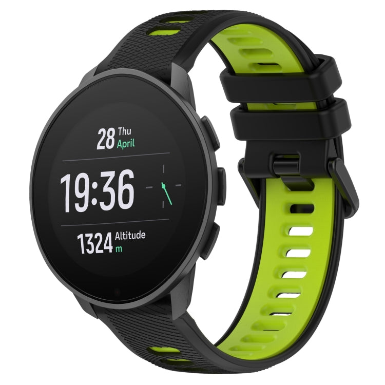 For SUUNTO 9 Peak Pro 22mm Sports Two-Color Silicone Watch Band(Black+Green) - Smart Wear by PMC TechLife | Online Shopping South Africa | PMC TechLife