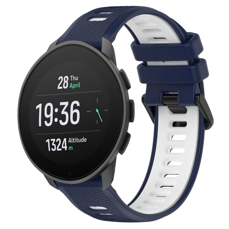 For SUUNTO 9 Peak Pro 22mm Sports Two-Color Silicone Watch Band(Midnight Blue+White) - Smart Wear by PMC TechLife | Online Shopping South Africa | PMC TechLife