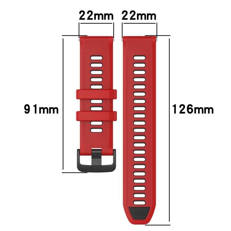 For SUUNTO 9 Peak Pro 22mm Sports Two-Color Silicone Watch Band(Black+Red) - Smart Wear by PMC TechLife | Online Shopping South Africa | PMC TechLife