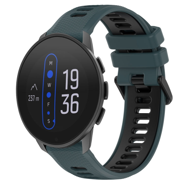 For  SUUNTO 9 Peak 22mm Sports Two-Color Silicone Watch Band(Olive Green+Black) - Smart Wear by PMC TechLife | Online Shopping South Africa | PMC TechLife