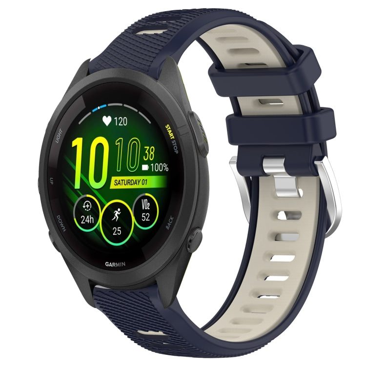 For Garmin Forerunner 265S 18mm Sports Two-Color Steel Buckle Silicone Watch Band(Midnight Blue+Starlight) -  by PMC TechLife | Online Shopping South Africa | PMC TechLife