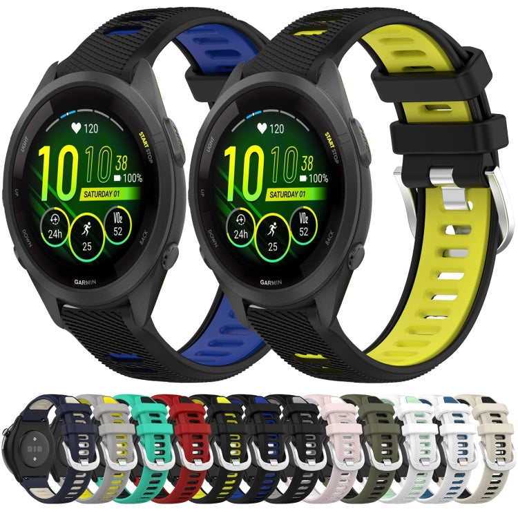 For Garmin Vivomove 3S 18mm Sports Two-Color Steel Buckle Silicone Watch Band(Black+Lime Green) - Smart Wear by PMC TechLife | Online Shopping South Africa | PMC TechLife