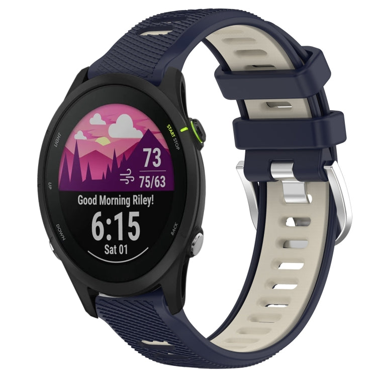 For Garmin Forerunner 255S 18mm Sports Two-Color Steel Buckle Silicone Watch Band(Midnight Blue+Starlight) - Smart Wear by PMC TechLife | Online Shopping South Africa | PMC TechLife