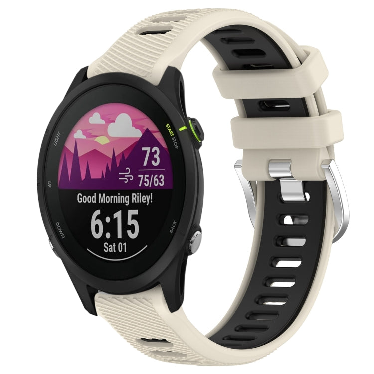 For Garmin Forerunner 255S 18mm Sports Two-Color Steel Buckle Silicone Watch Band(Starlight+Black) - Smart Wear by PMC TechLife | Online Shopping South Africa | PMC TechLife
