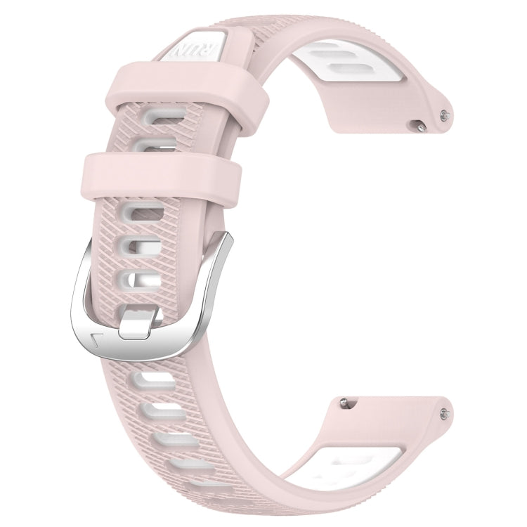 For Garmin Venu 2S 18mm Sports Two-Color Steel Buckle Silicone Watch Band(Pink+White) - Smart Wear by PMC TechLife | Online Shopping South Africa | PMC TechLife