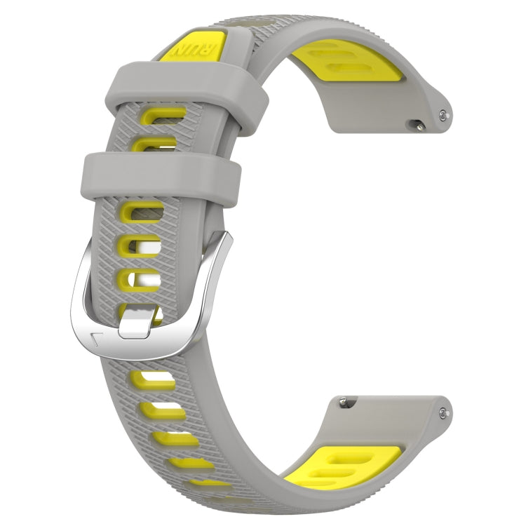 For Garmin Venu 2S 18mm Sports Two-Color Steel Buckle Silicone Watch Band(Grey+Yellow) - Smart Wear by PMC TechLife | Online Shopping South Africa | PMC TechLife