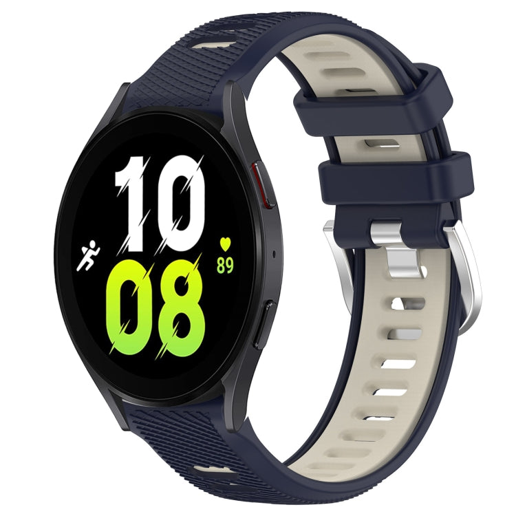 For Samsung Galaxy Watch5 44mm 20mm Sports Two-Color Steel Buckle Silicone Watch Band(Midnight Blue+Starlight) - Smart Wear by PMC TechLife | Online Shopping South Africa | PMC TechLife