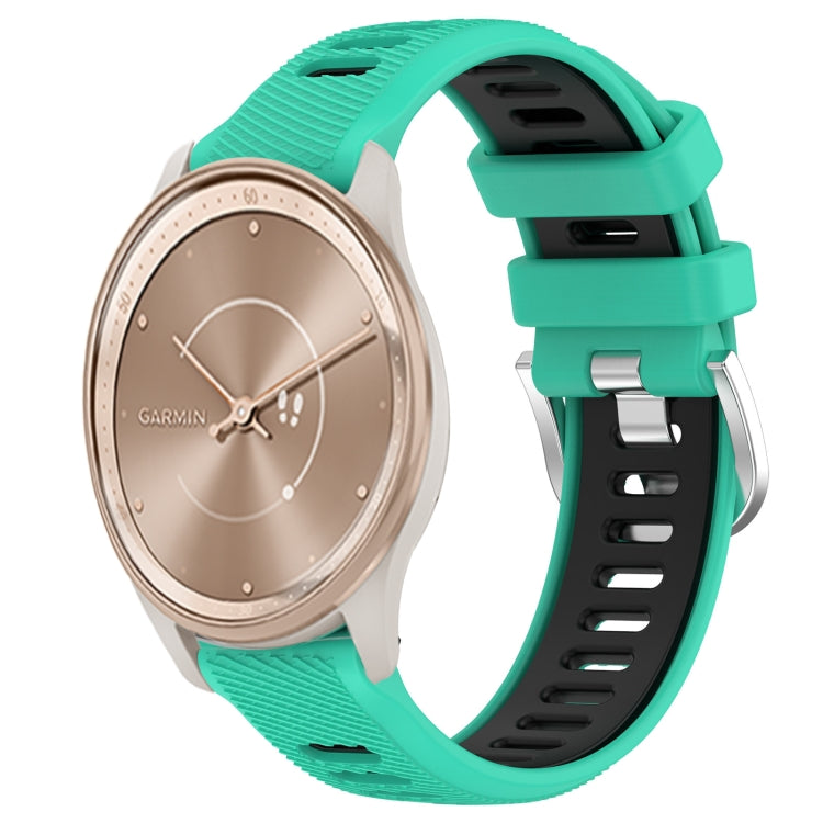For Garmin move Trend 20mm Sports Two-Color Steel Buckle Silicone Watch Band(Lake Blue+Black) - Smart Wear by PMC TechLife | Online Shopping South Africa | PMC TechLife