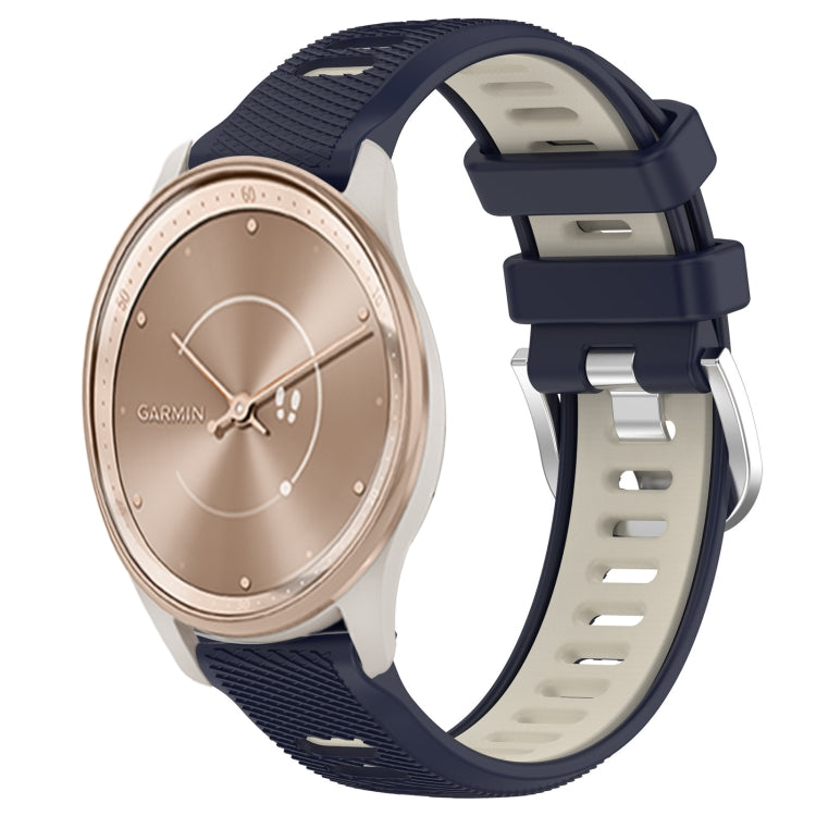 For Garmin move Trend 20mm Sports Two-Color Steel Buckle Silicone Watch Band(Midnight Blue+Starlight) - Smart Wear by PMC TechLife | Online Shopping South Africa | PMC TechLife