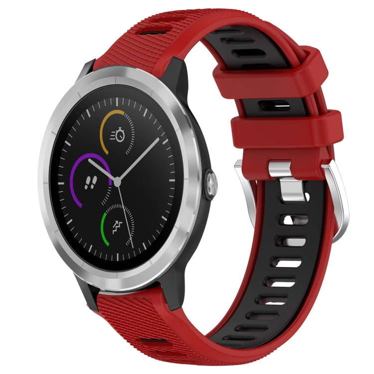 For Garmin Vivoactive3 20mm Sports Two-Color Steel Buckle Silicone Watch Band(Red+Black) - Smart Wear by PMC TechLife | Online Shopping South Africa | PMC TechLife