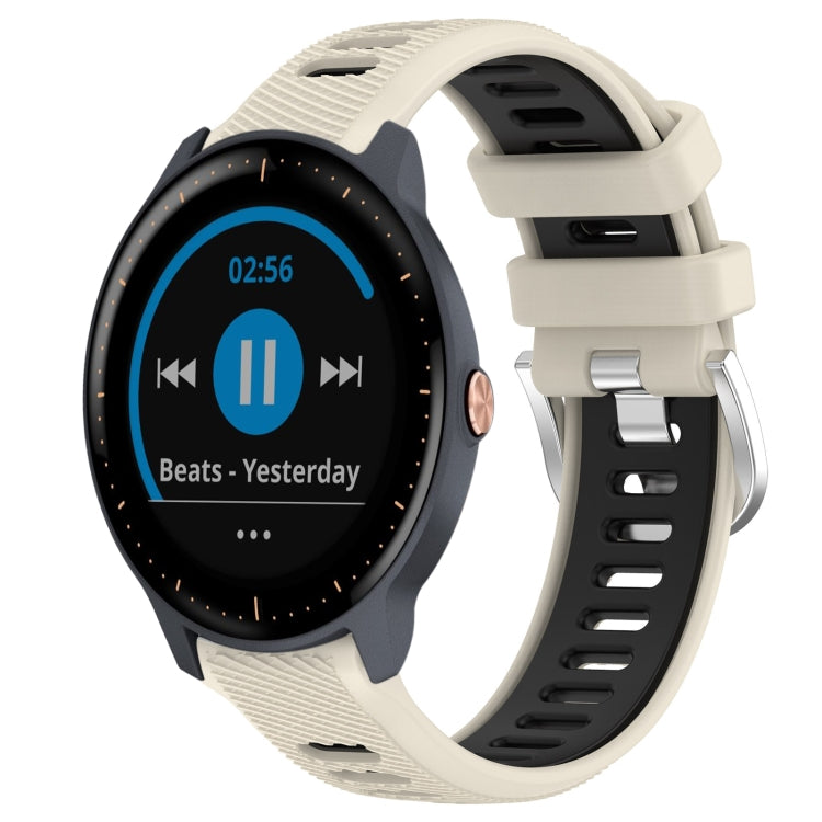 For Garmin Vivoactive3 Music 20mm Sports Two-Color Steel Buckle Silicone Watch Band(Starlight+Black) - Smart Wear by PMC TechLife | Online Shopping South Africa | PMC TechLife
