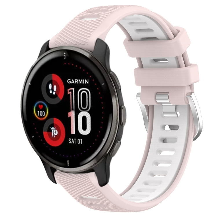 For Garmin Venu 2 Plus 20mm Sports Two-Color Steel Buckle Silicone Watch Band(Pink+White) - Smart Wear by PMC TechLife | Online Shopping South Africa | PMC TechLife