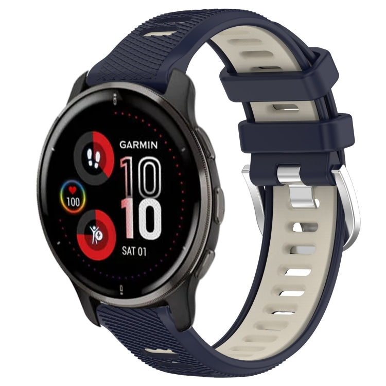 For Garmin Venu 2 Plus 20mm Sports Two-Color Steel Buckle Silicone Watch Band(Midnight Blue+Starlight) - Smart Wear by PMC TechLife | Online Shopping South Africa | PMC TechLife