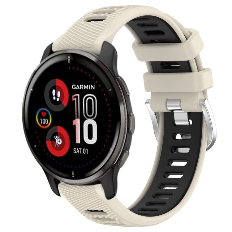 For Garmin Venu 2 Plus 20mm Sports Two-Color Steel Buckle Silicone Watch Band(Starlight+Black) -  by PMC TechLife | Online Shopping South Africa | PMC TechLife
