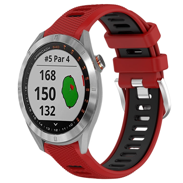 For Garmin Approach S40 20mm Sports Two-Color Steel Buckle Silicone Watch Band(Red+Black) - Smart Wear by PMC TechLife | Online Shopping South Africa | PMC TechLife