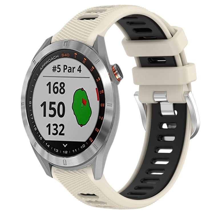 For Garmin Approach S40 20mm Sports Two-Color Steel Buckle Silicone Watch Band(Starlight+Black) - Smart Wear by PMC TechLife | Online Shopping South Africa | PMC TechLife