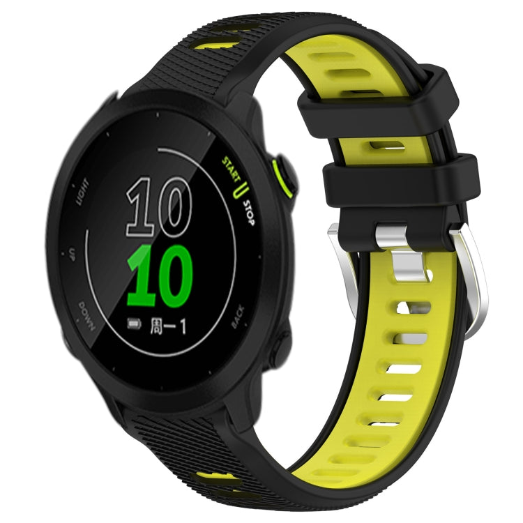 For Garmin Forerunner 158 20mm Sports Two-Color Steel Buckle Silicone Watch Band(Black+Lime Green) - Smart Wear by PMC TechLife | Online Shopping South Africa | PMC TechLife