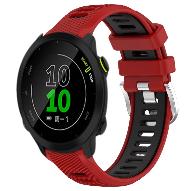 For Garmin Forerunner 158 20mm Sports Two-Color Steel Buckle Silicone Watch Band(Red+Black) - Smart Wear by PMC TechLife | Online Shopping South Africa | PMC TechLife