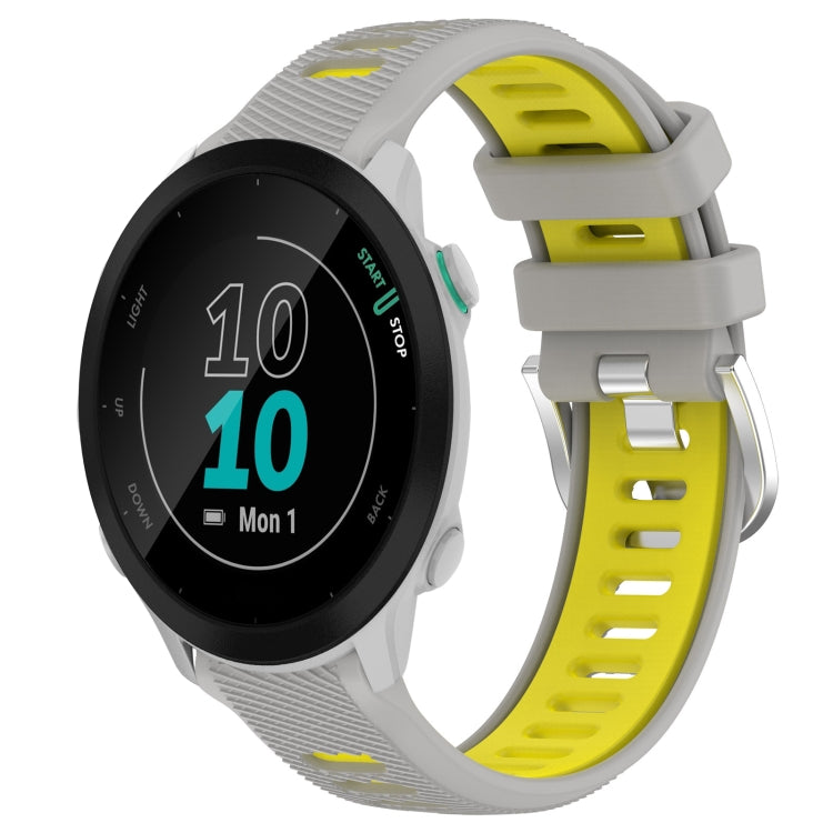For Garmin Forerunner 55 20mm Sports Two-Color Steel Buckle Silicone Watch Band(Grey+Yellow) - Smart Wear by PMC TechLife | Online Shopping South Africa | PMC TechLife