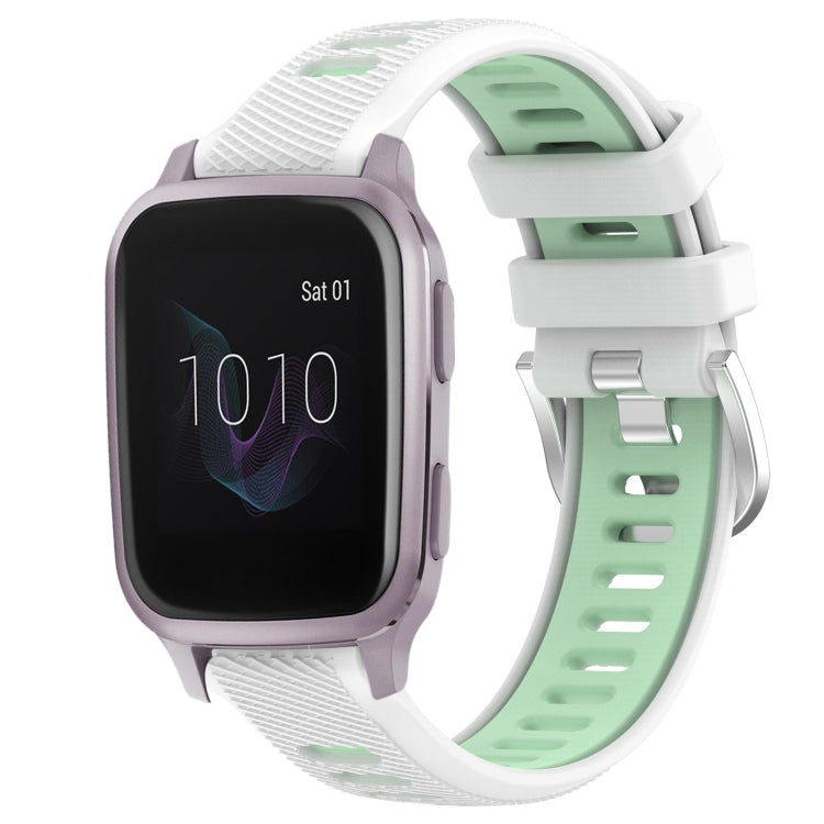 For Garmin Venu SQ 20mm Sports Two-Color Steel Buckle Silicone Watch Band(White+Teal) -  by PMC TechLife | Online Shopping South Africa | PMC TechLife