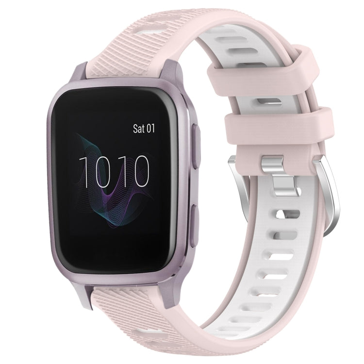 For Garmin Venu SQ 20mm Sports Two-Color Steel Buckle Silicone Watch Band(Pink+White) - Smart Wear by PMC TechLife | Online Shopping South Africa | PMC TechLife