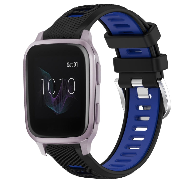 For Garmin Venu SQ 20mm Sports Two-Color Steel Buckle Silicone Watch Band(Black+Blue) - Smart Wear by PMC TechLife | Online Shopping South Africa | PMC TechLife
