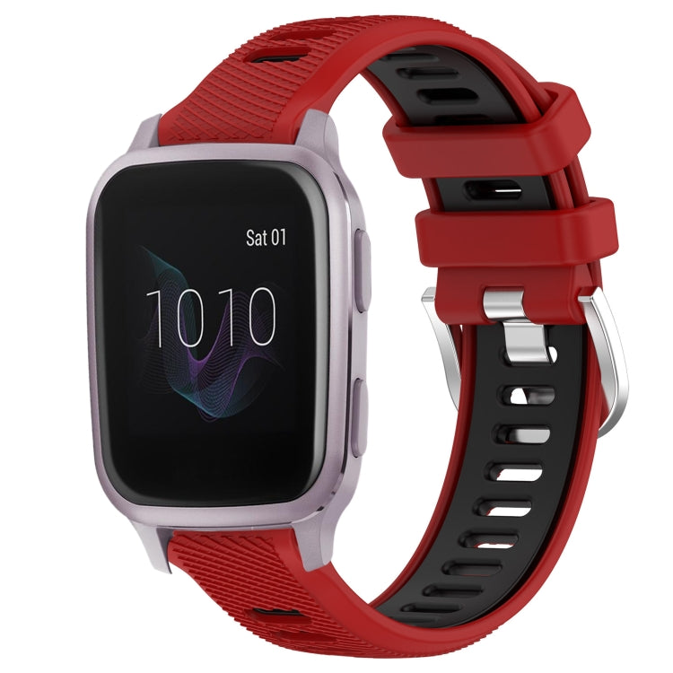 For Garmin Venu SQ 20mm Sports Two-Color Steel Buckle Silicone Watch Band(Red+Black) -  by PMC TechLife | Online Shopping South Africa | PMC TechLife
